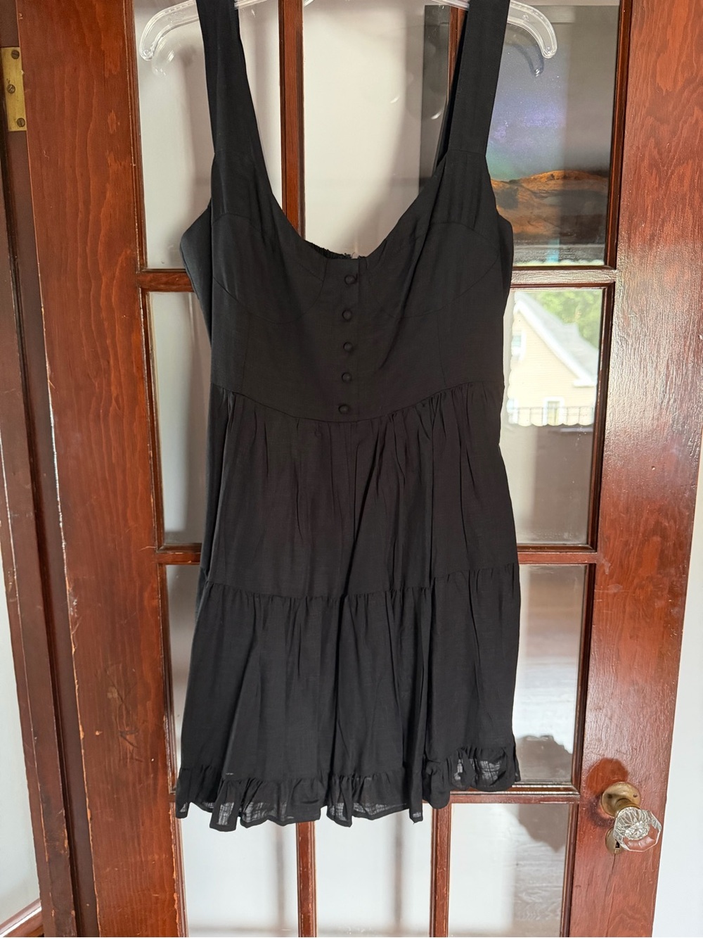 Lulu's Black Tiered Mini Dress with Button Bodice
